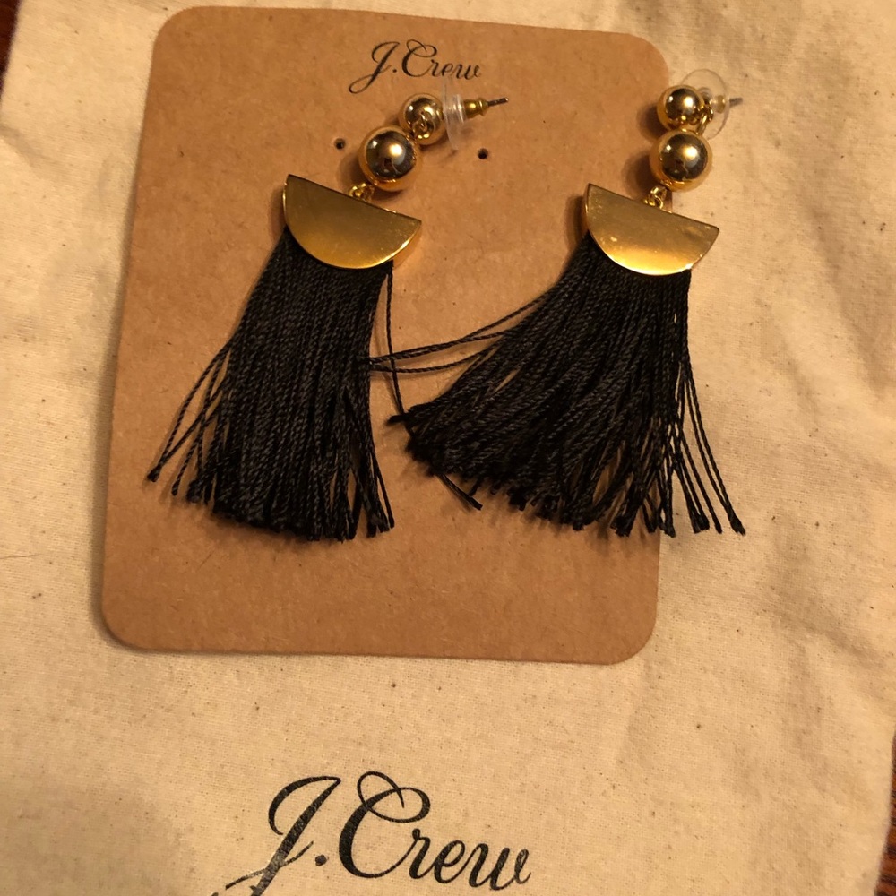 J Crew black tassel earrings